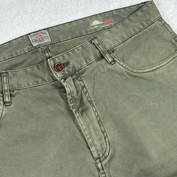 Faherty Brand Other - Faherty Brand Men Olive Green 5-Pocket Chino Pants Slim Straight Twill Cotton 35